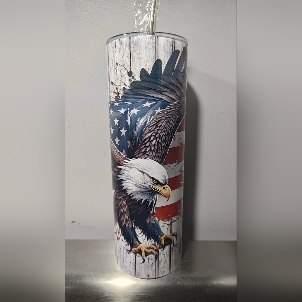 Patriotic Eagle and American Flag Tumbler